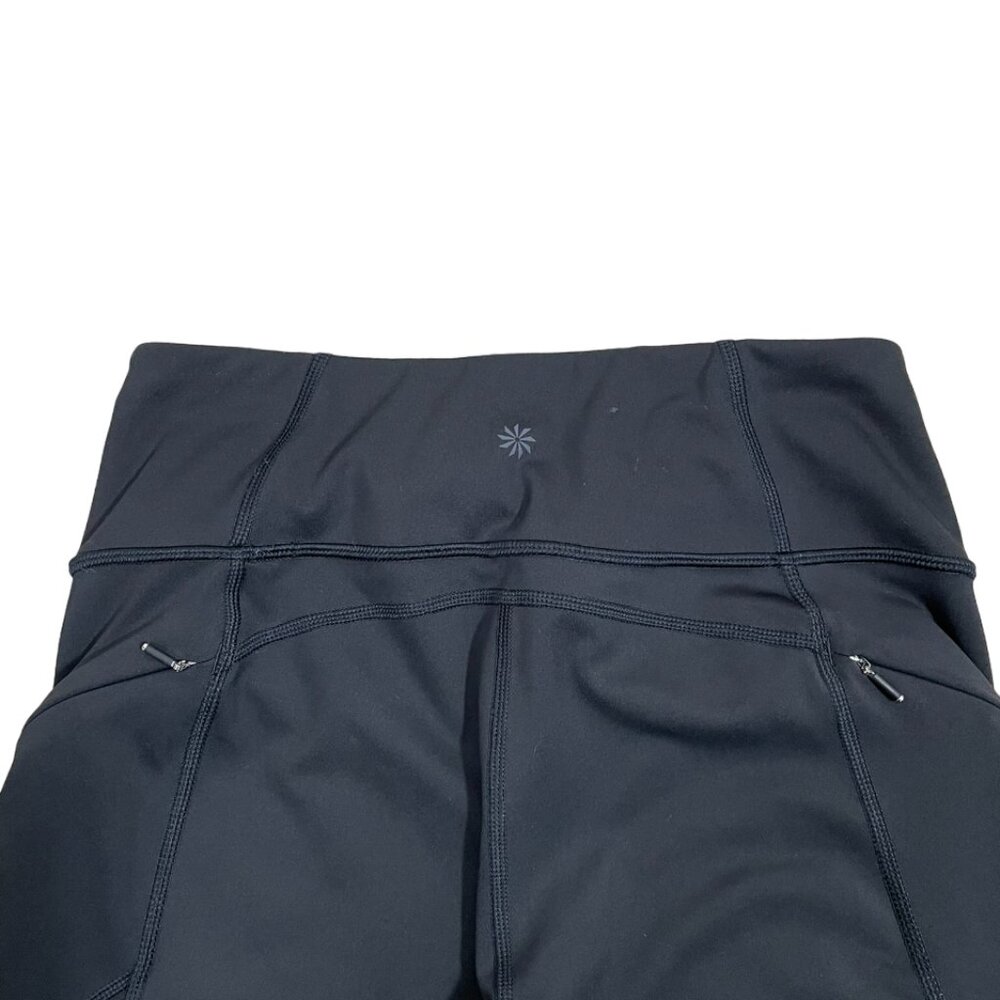 Athleta Biker Shorts Contender 9" High Rise Zip Side Pockets Size S Black - Picture 5 of 9